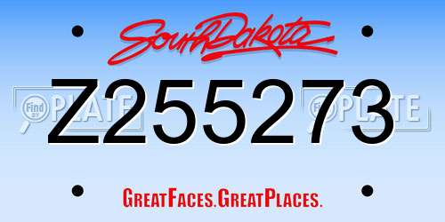 Z255273 South Dakota License Plate