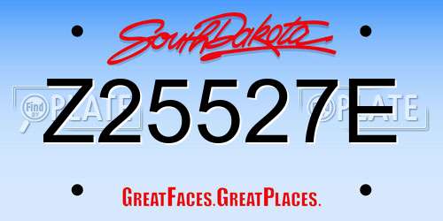 Z25527E South Dakota License Plate
