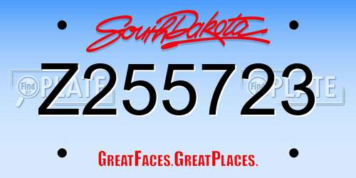 Z255723 South Dakota License Plate