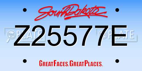 Z25577E South Dakota License Plate
