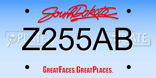 Z255AB South Dakota License Plate