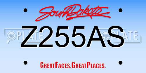 Z255AS South Dakota License Plate