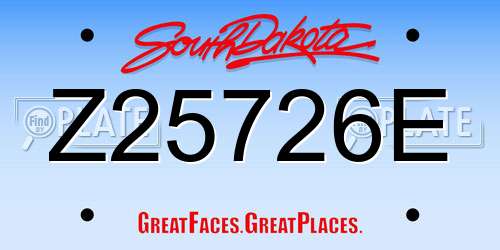 Z25726E South Dakota License Plate