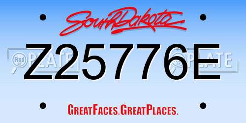 Z25776E South Dakota License Plate
