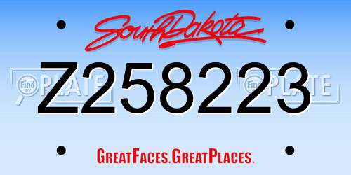 Z258223 South Dakota License Plate