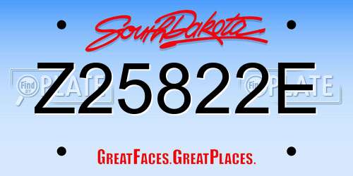 Z25822E South Dakota License Plate