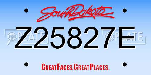 Z25827E South Dakota License Plate