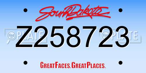 Z258723 South Dakota License Plate