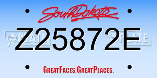 Z25872E South Dakota License Plate