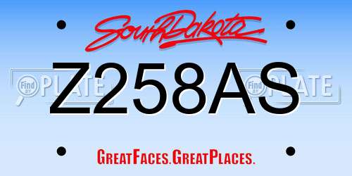 Z258AS South Dakota License Plate