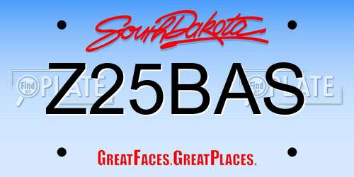 Z25BAS South Dakota License Plate