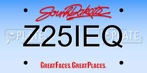 Z25IEQ South Dakota License Plate