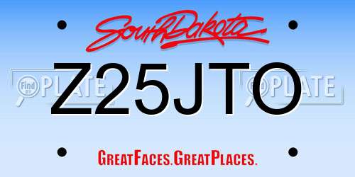 Z25JTO South Dakota License Plate