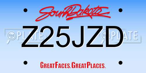 Z25JZD South Dakota License Plate