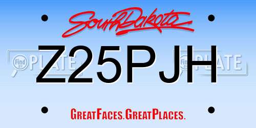 Z25PJH South Dakota License Plate