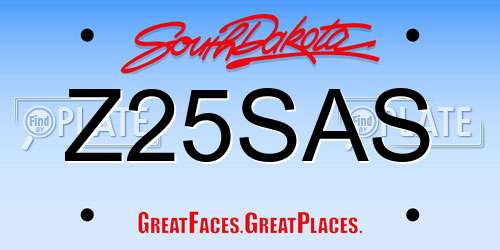 Z25SAS South Dakota License Plate