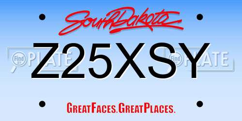 Z25XSY South Dakota License Plate