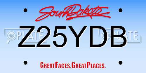Z25YDB South Dakota License Plate