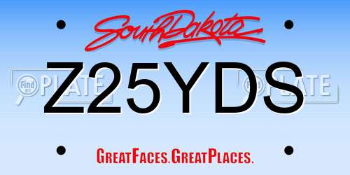Z25YDS South Dakota License Plate