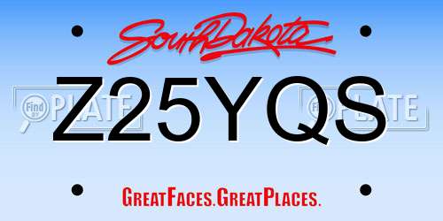 Z25YQS South Dakota License Plate