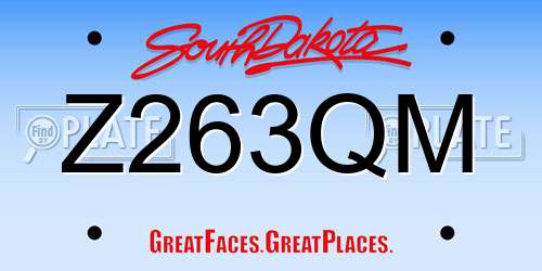 Z263QM South Dakota License Plate