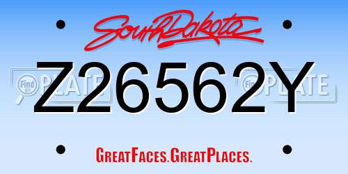 Z26562Y South Dakota License Plate