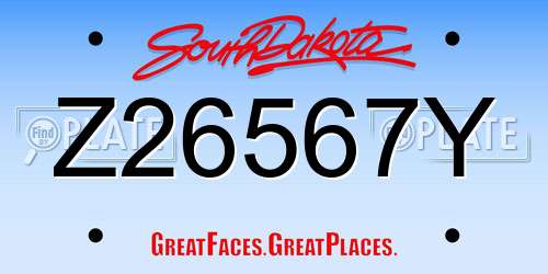 Z26567Y South Dakota License Plate