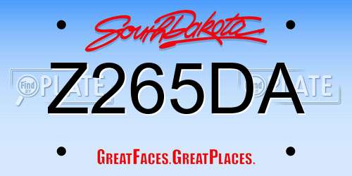 Z265DA South Dakota License Plate