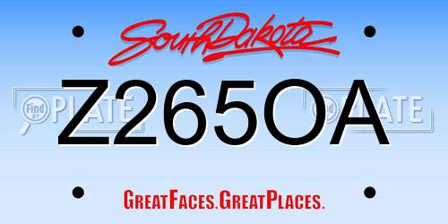 Z265OA South Dakota License Plate