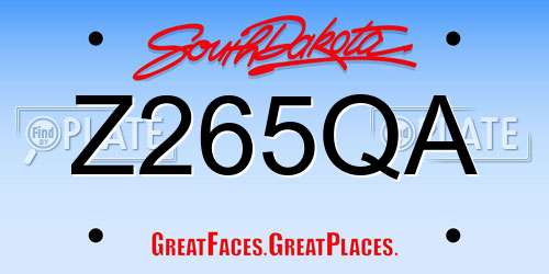 Z265QA South Dakota License Plate