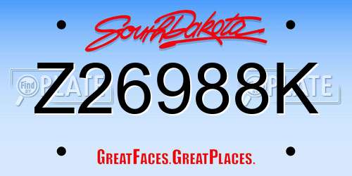 Z26988K South Dakota License Plate