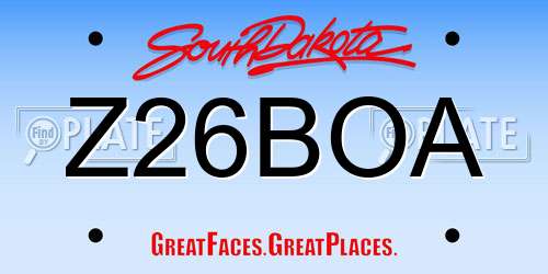 Z26BOA South Dakota License Plate