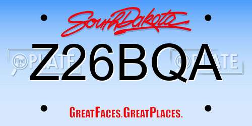 Z26BQA South Dakota License Plate