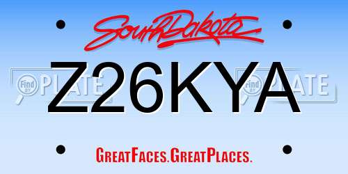 Z26KYA South Dakota License Plate