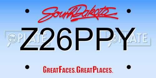 Z26PPY South Dakota License Plate