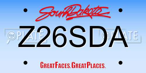 Z26SDA South Dakota License Plate
