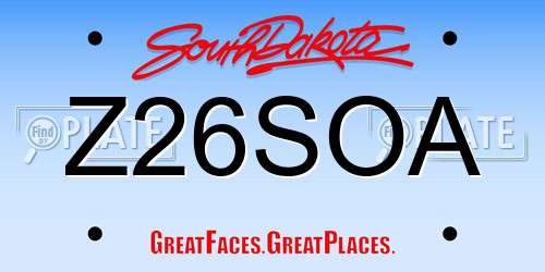 Z26SOA South Dakota License Plate