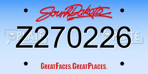 Z270226 South Dakota License Plate