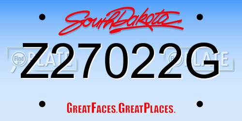 Z27022G South Dakota License Plate