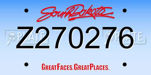 Z270276 South Dakota License Plate