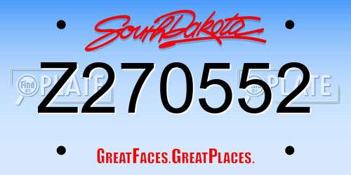 Z270552 South Dakota License Plate
