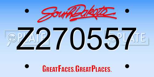 Z270557 South Dakota License Plate