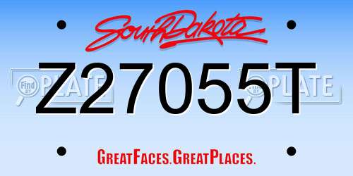 Z27055T South Dakota License Plate