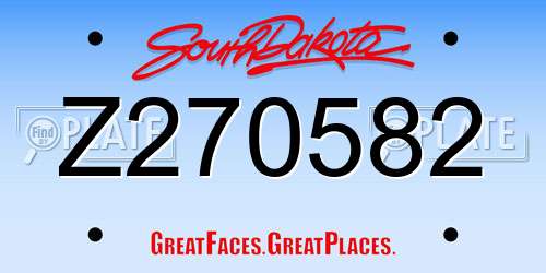 Z270582 South Dakota License Plate