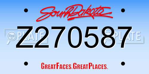 Z270587 South Dakota License Plate
