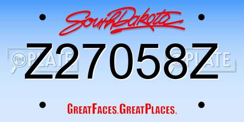 Z27058Z South Dakota License Plate