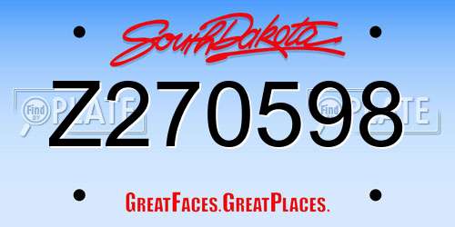 Z270598 South Dakota License Plate