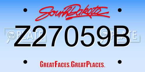Z27059B South Dakota License Plate