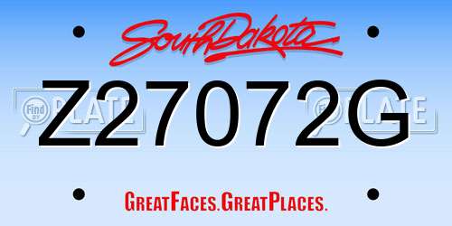 Z27072G South Dakota License Plate