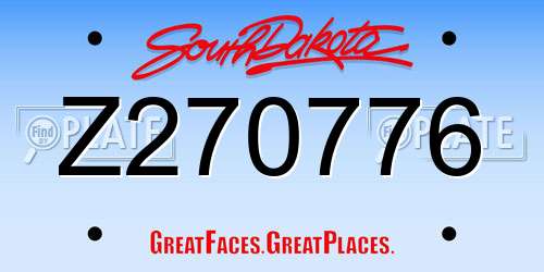 Z270776 South Dakota License Plate